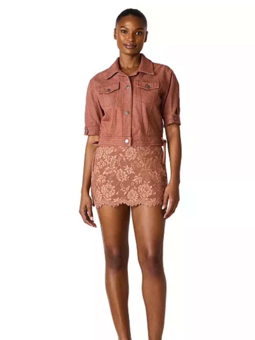 Steve Madden Women's Collared Neck Jacket & Shorts Set M